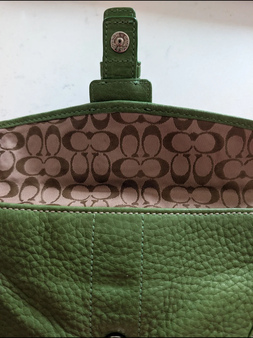 Coach Vintage Soho Leather Wristlet In Rare Green